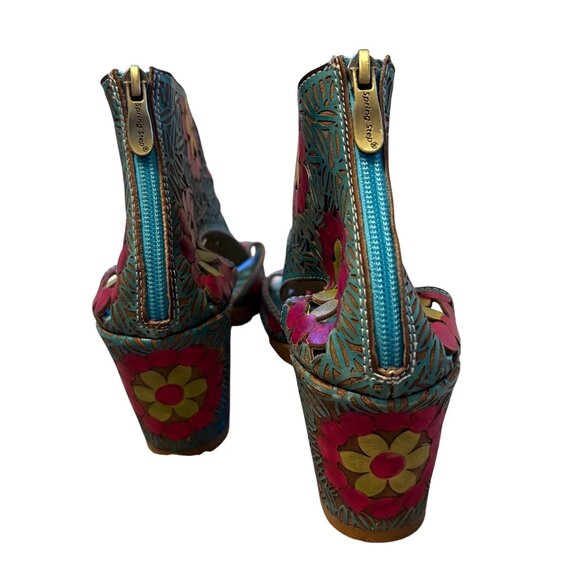 $160 Spring Step L’Artiste 41 9.5 10 Sandals Cutout Bootie Kenzee Shoes Blue - Picture 6 of 10